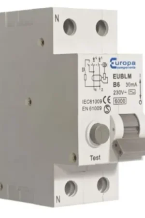 Mejor Precio Interruptor automático y diferencial 2P, 20A, Sensibilidad 30mA, Curva Tipo A, Montaje en Carril DIN, EUBLMC